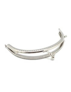 Fermoir sac demi lune en métal argenté 2 attaches sur les côtés 18cm 2