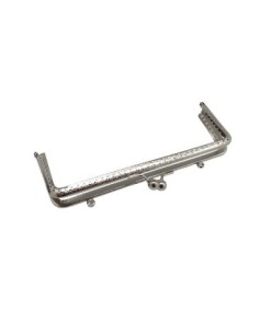 Fermoir sac en métal argenté travaillé rectangle 17cm avec attache sur le dessus clic clac, clasp 2
