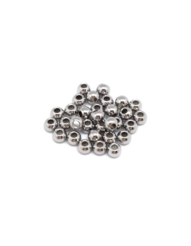 Perle acier inox argenté ronde 4mm pour création bijoux