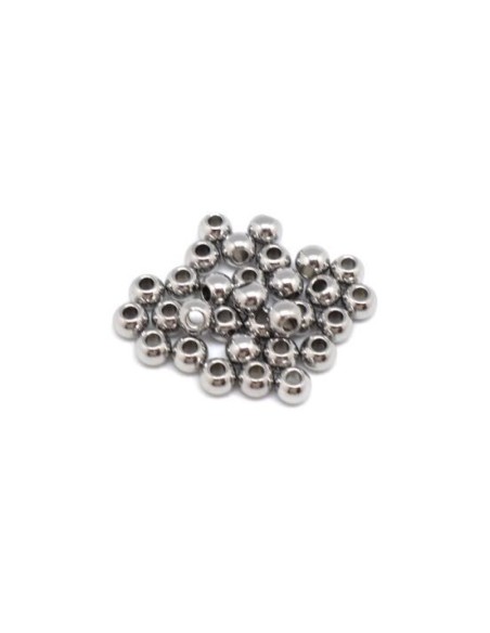 Perle acier inox argenté ronde 4mm pour création bijoux