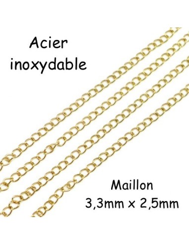 Chainette fine doré en acier inoxydable pour création chaine de rallonge, chainette de réglage