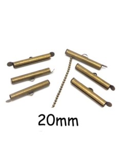 Embouts tube 20mm, embouts cintre serre ruban, chaîne bille en métal de couleur bronze