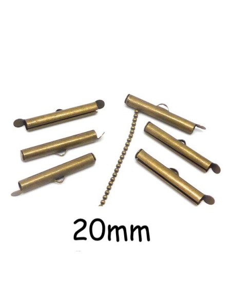 Embouts tube 20mm, embouts cintre serre ruban, chaîne bille en métal de couleur bronze