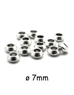 Perle toupie 7mm en métal argenté pour cordon de 3mm