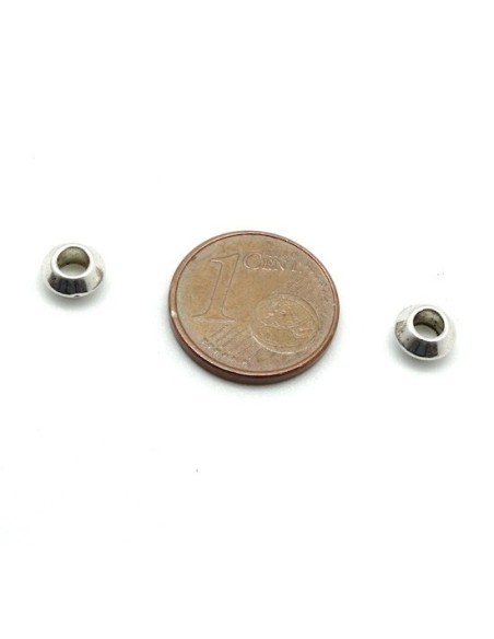 Perle toupie argenté pour cuir de 3mm