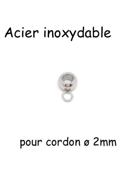 attaches breloque acier inox argenté 2mm