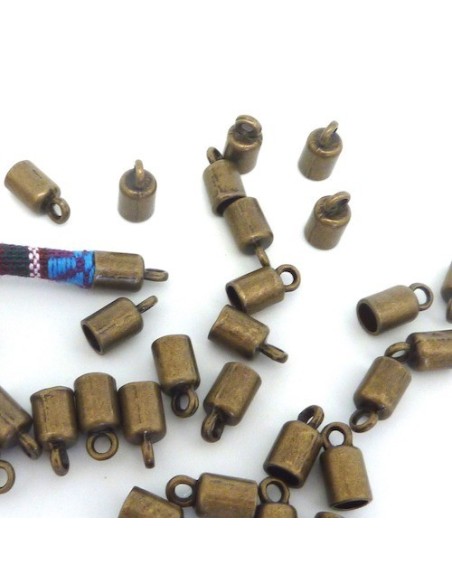 Embouts en métal couleur bronze pour cordon cuir 4mm