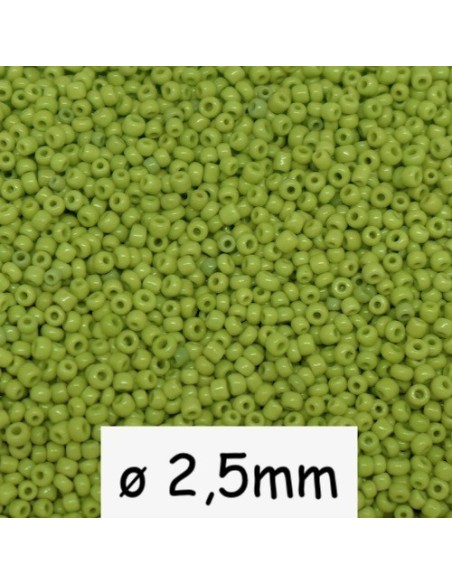 Perle de rocaille vert anis 2,5mm en verre