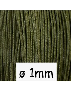 Coton ciré 1mm vert kaki pour bijoux