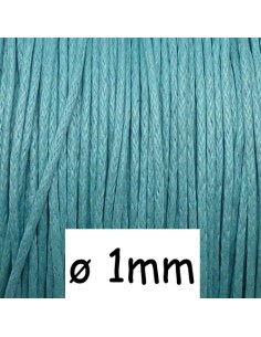 Cordon coton ciré bleu ciel 1mm pour bijoux