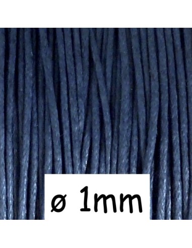 Cordon coton ciré bleu marine 1mm