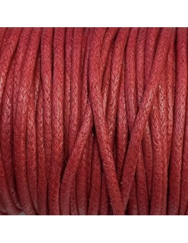 Cordon coton ciré 1,5mm pour création DIY rouge