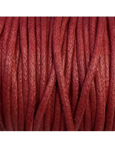 Fil coton ciré rouge 1,5mm pour macramé
