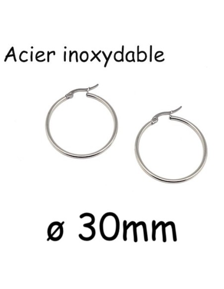 Créole argenté acier inox 30mm