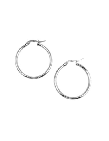 Créole ARGENTÉ 18mm en acier inoxydable. BO couleur argent en acier inox