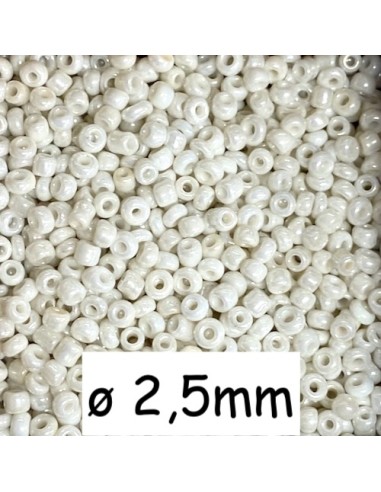 Mini rocaille blanc nacré 2.5mm pour création bijoux