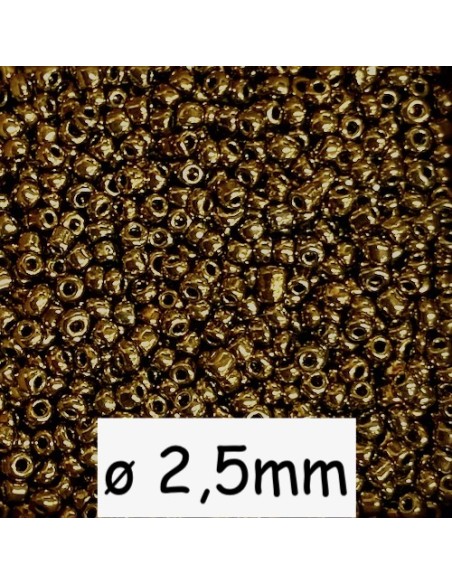 Perle rocaille doré foncé pour tissage 2,5mm