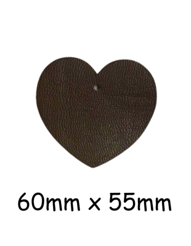Grand Pendentif coeur en cuirmarron foncé 6cm