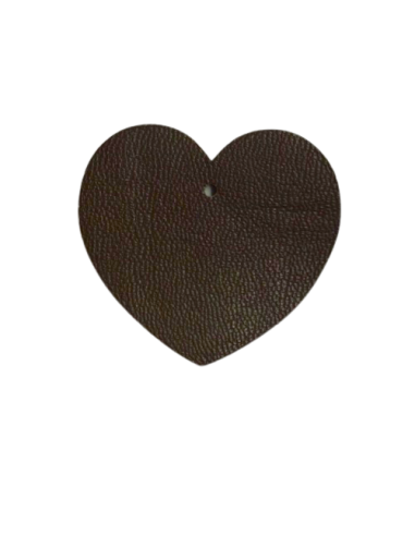 Pendentif coeur en cuir marron pour création de porte clé