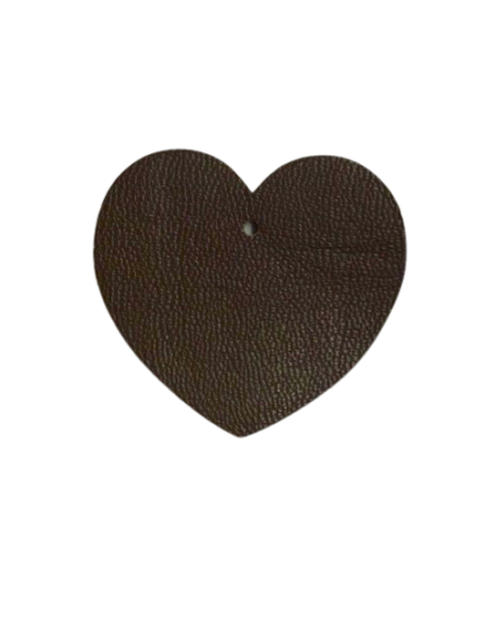 Pendentif coeur en cuir marron pour création de porte clé