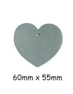 Grand Pendentif coeur en cuir bleu gris souple 6cm