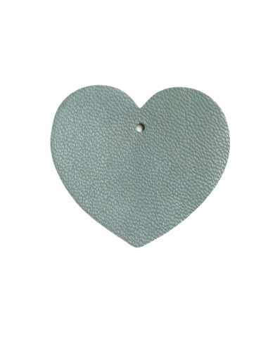 Pendentif coeur en cuir bleu gris pour création de porte clé