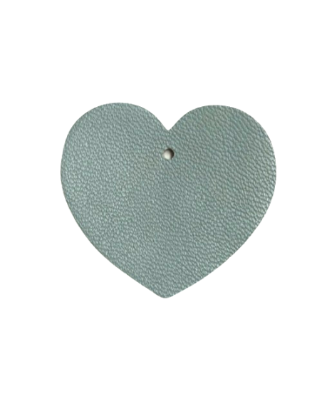 Pendentif coeur en cuir bleu gris pour création de porte clé