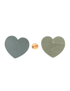 Grand Pendentif coeur en cuir bleu gris souple 6cm 2