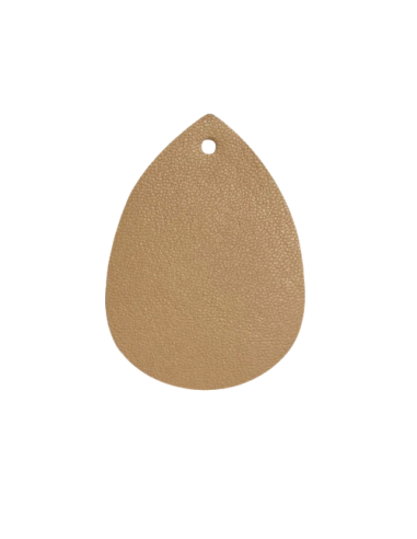 Pendentif cuir beige sépia en forme de larme pour boucles d'oreilles