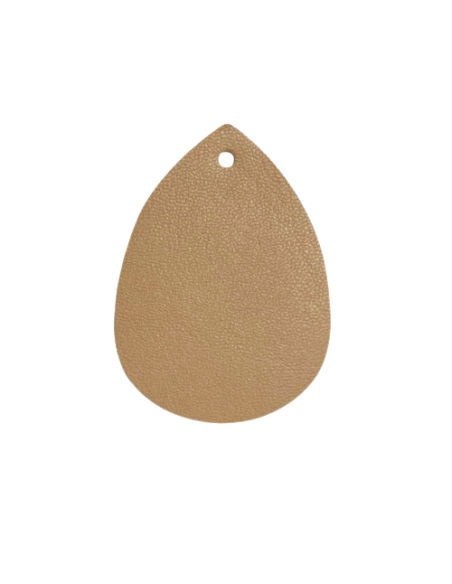 Pendentif cuir beige sépia en forme de larme pour boucles d'oreilles