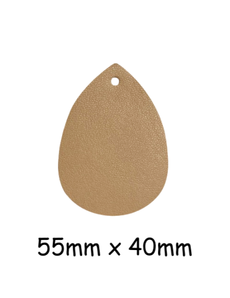 Pendentif cuir beige chamois en forme de goutte pour collier