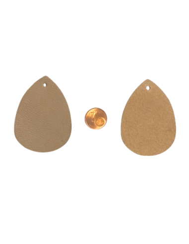 Pendentif goutte en cuir beige chamois pour porte clé