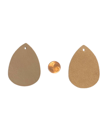 Pendentif goutte en cuir beige chamois pour porte clé