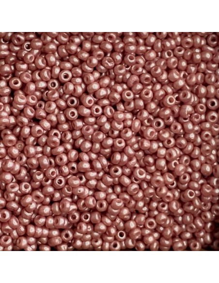 Perle de rocaille fine vieux rose nacré 2mm pour création bijoux
