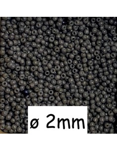 Mini perle gris foncé, rocaille 2mm