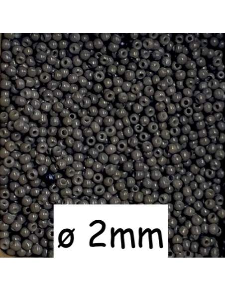 Mini perle gris foncé, rocaille 2mm