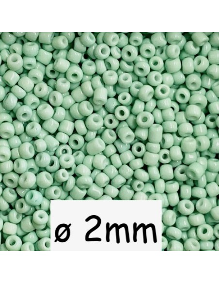 Mini rocaille vert pastel 2mm pour création bijoux