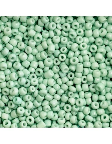 Perle rocaille vert pastel 2mm pour tissage de perles