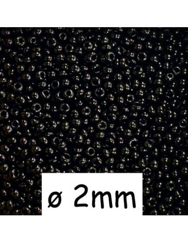 Perle de rocaille fine noire 2mm