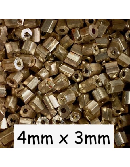 Prle rocaille cylindre doré pour création DIY