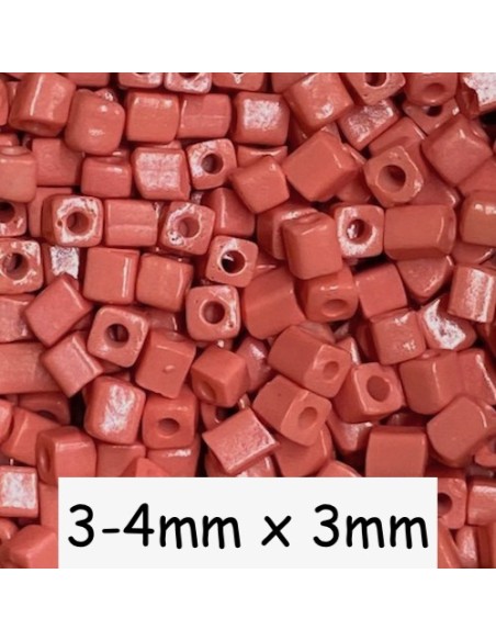 Perle rocaille cube rose corail pour création DIY