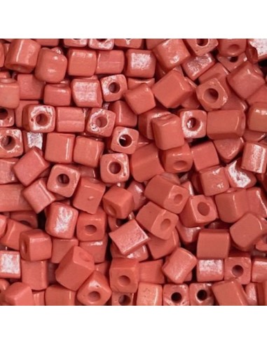 Perle tube rocaille rose corail pour bracelet wrap