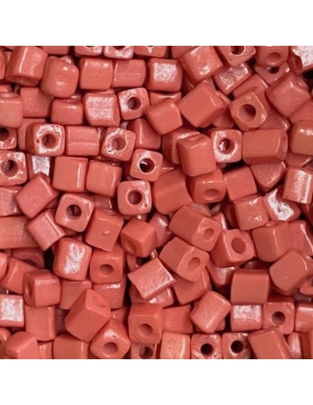 Perle tube rocaille rose corail pour bracelet wrap