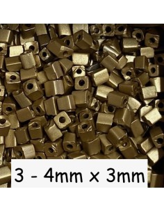 Perle rocaille cube doré mat pour création DIY
