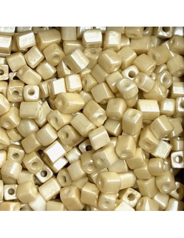 Perle tube rocaille beige nacré pour bracelet wrap