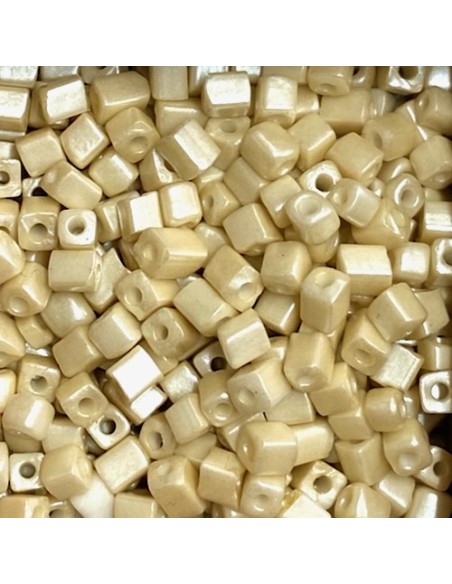 Perle tube rocaille beige nacré pour bracelet wrap