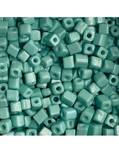 Perle tube rocaille vert opaline pour bracelet wrap