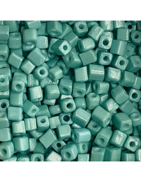 Perle tube rocaille vert opaline pour bracelet wrap