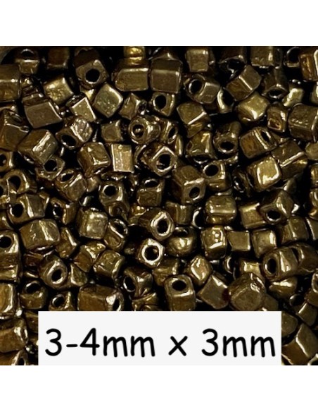 Perle rocaille cube doré bronze pour création DIY