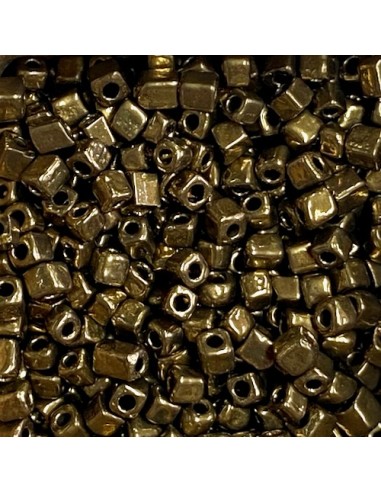 Perle tube rocaille bronze brillant pour bracelet wrap